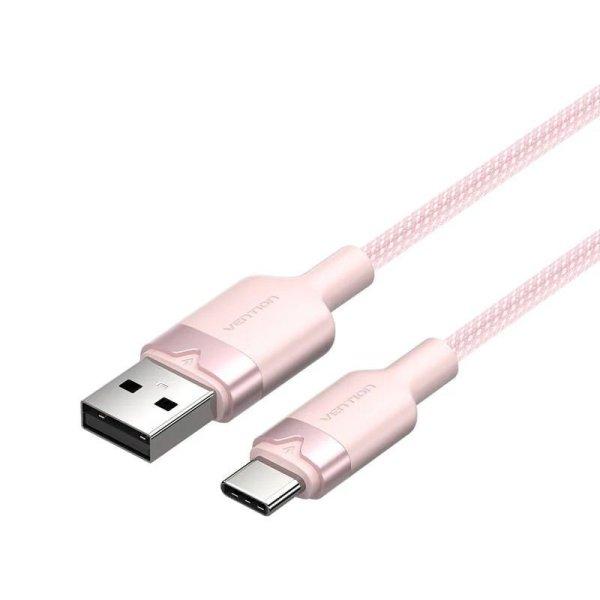Vention USB 2.0 A Male to C Male 3A Aluminum Alloy Type cable 2m Pink