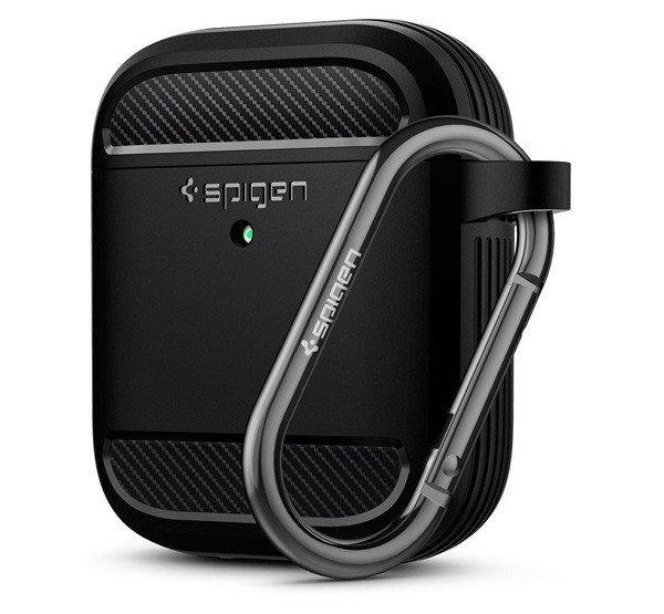 SPIGEN RUGGED ARMOR szilikon tok (ütésállóság, karabíner) FEKETE Apple
AirPods 