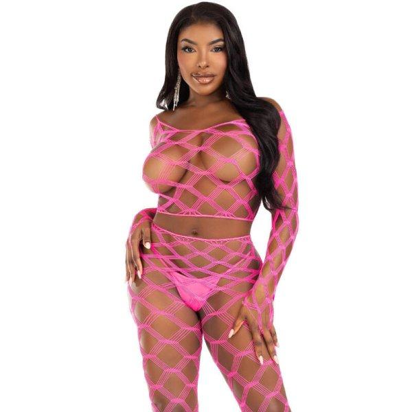 LEG AVENUE - érzéki fukszia top és leggings szett