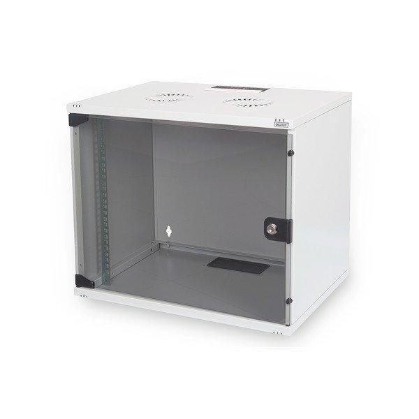 DIGITUS 19" 7U 370x540x400mm lapraszerelt üvegajtós szürke fali rack
szekrény