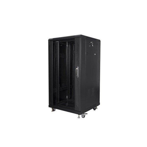 Lanberg FF01-6622-12B 19" 22U SZÉL:600mm MÉLY:600mm MAG:1159mm
lapraszerelt üvegajtós fekete rack szekrény