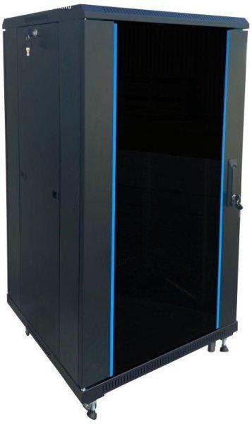 Techson 600 x 1000 mély 22U magas, álló 19"-os rackszekrény,
üvegajtó, fekete