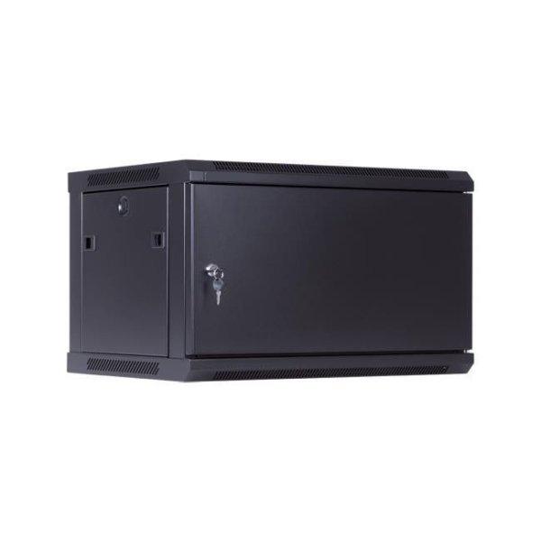 Techson 600 × 450 mély 4U magas, fali 19"-os rackszekrény, teli ajtó,
fekete