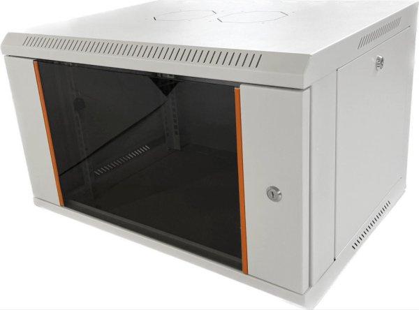 Techson 600 × 450 mély 6U magas, fali 19"-os rackszekrény, üvegajtó,
fehér