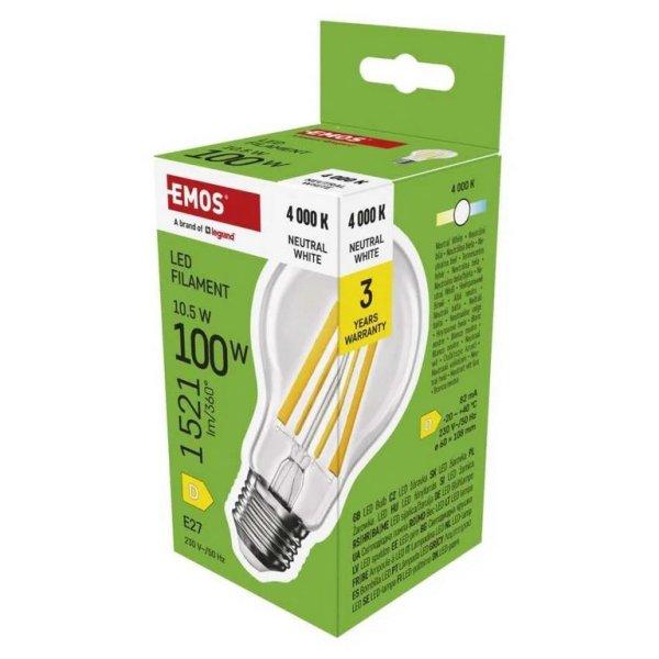 EMOS LED Filament izzó E27 10,5W 1521lm természetes fehér ZF5D63