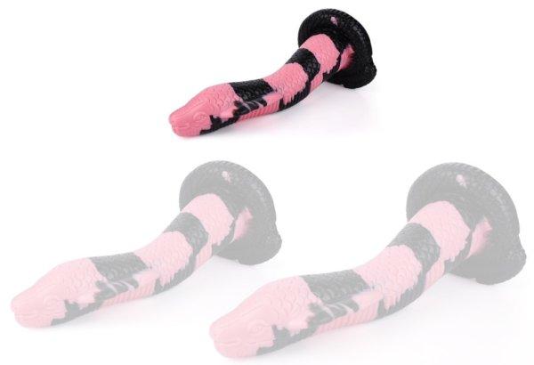 Cobra Snake Dildo – prémium, 18 cm-es fekete-rózsaszín eszköz