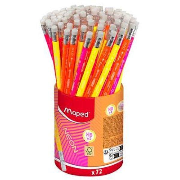 Grafitceruza radírral, ceruzatartó, HB, háromszögletű, MAPED
"Black'Peps Neon", vegyes színek
