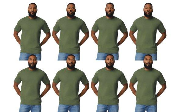 8 db-os pólócsomag Gildan GI3000 körkötött rövid ujjú férfi pamut
póló, Military Green-2XL
