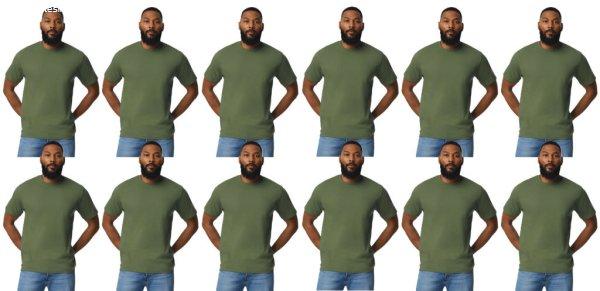 12 db-os pólócsomag Gildan GI3000 körkötött rövid ujjú férfi pamut
póló, Military Green-3XL