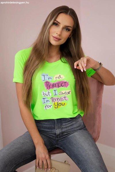 Trikó Perfect nyomtatással neon zöld