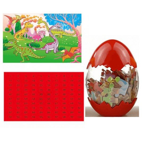 Dinós puzzle tojásban #Piros