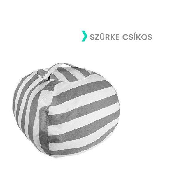 Plüss tároló babzsák #Szürke csíkos