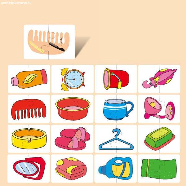 16 darabos Montessori Puzzle Kártya játék #Használati tárgyak