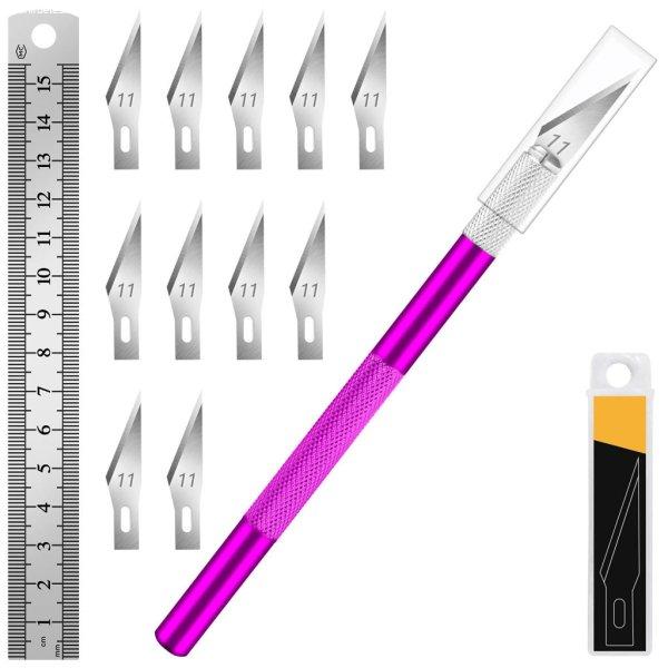 11 db-os rozsdamentes acél precíziós pengekészlet #pink