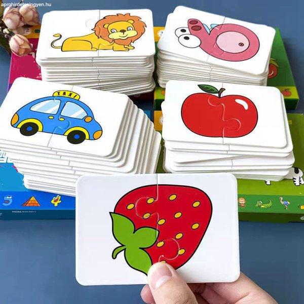 16 darabos Montessori Puzzle Kártya játék #Gyümölcsök