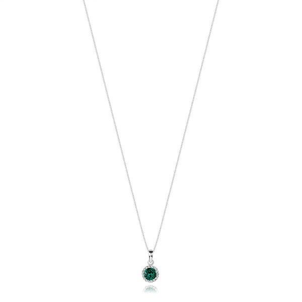 925 ezüst nyaklánc - zöld Swarovski kristály, átlátszó kristályok dupla
vonala