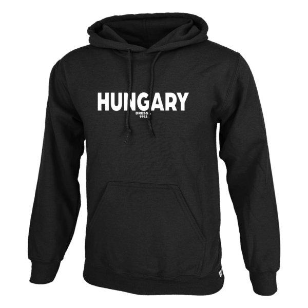 Dressa Hungary feliratos nagyméretű kenguruzsebes pamut kapucnis pulóver -
fekete