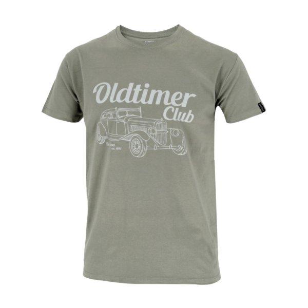 Dressa Oldtimer Club autó mintás pamut póló - szürke