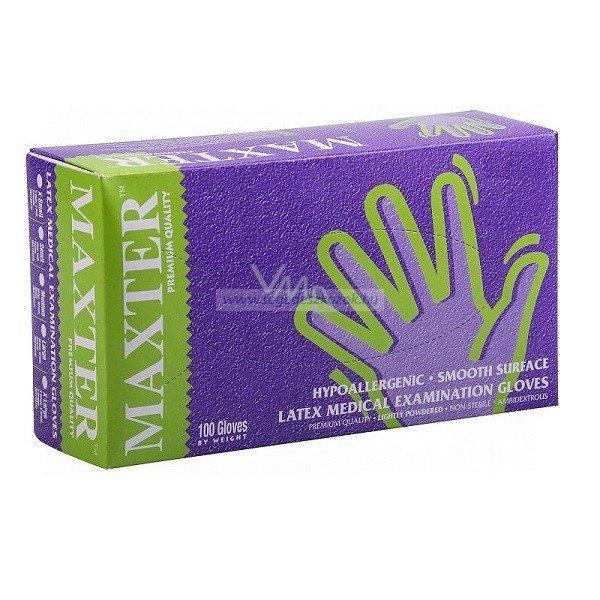 MAXTER Latex vizsgálókesztyű púderezett fehér 5,5g - XS 100db (Utolsó
darabos akció!)