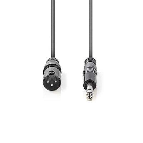 Nedis COTH15100GY30 félprofi audio kábel, 6,35mm sztereo jack dugó - 3p XLR
dugó, hossz 3m, rugalmas