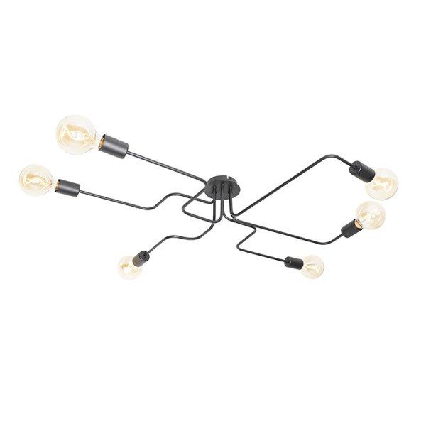 Design mennyezeti lámpa fekete 6 lámpás - Facile