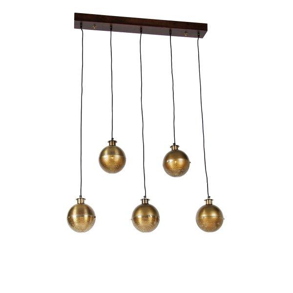 Ipari függőlámpa bronz fával 5-lámpás - Haicha