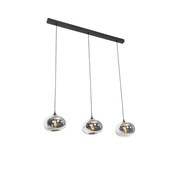 Art Deco lógólámpa fekete füstüveggel, hosszúkás, 3 lámpás - Busa