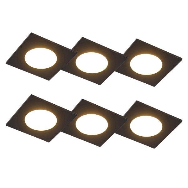 6 db-os beépített spotlámpa készlet fekete LED-del, 3 fokozatú
fényerőszabályzóval, IP65 - Simply