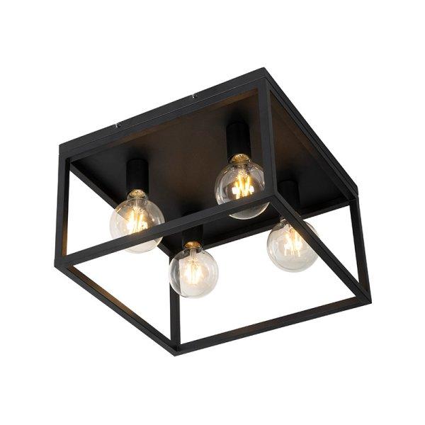Ipari mennyezeti lámpa fekete 40 cm 4-lámpás - Cage
