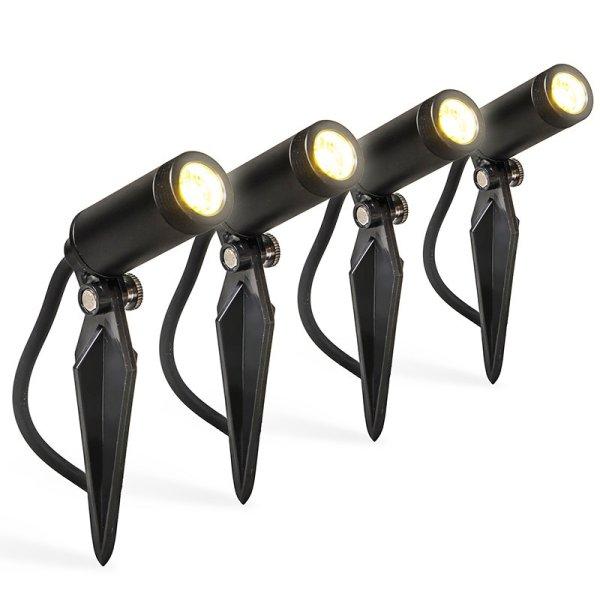 4 db fekete kerti reflektor készlet LED-del IP68 - Garly