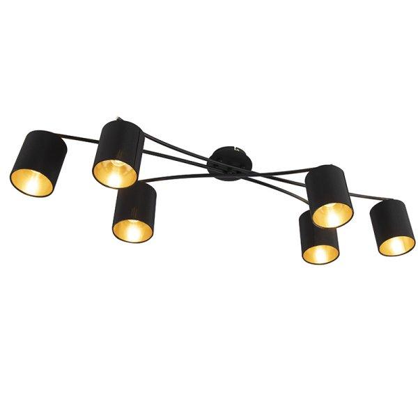 Modern mennyezeti lámpa fekete 6 lámpás - Lofty