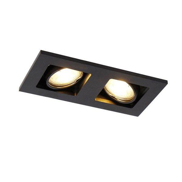 Beépített reflektor fekete téglalap alakú 2 lámpás - Qure
