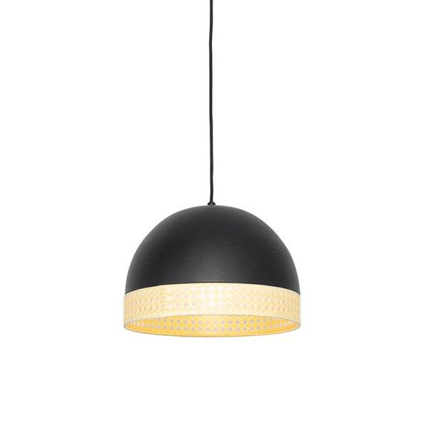 Keleti függőlámpa fekete rattannal 30 cm - Magna Rotan