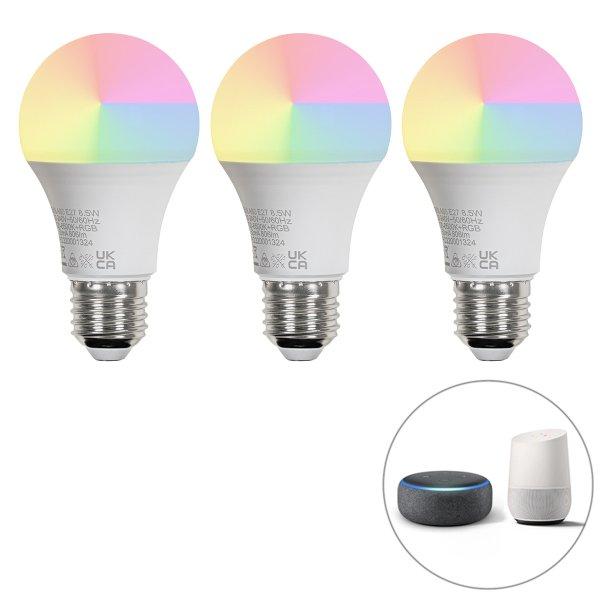 3 db-os készlet okos E27 LED izzó A60 matt RGBW 8,5W 806lm 2700K