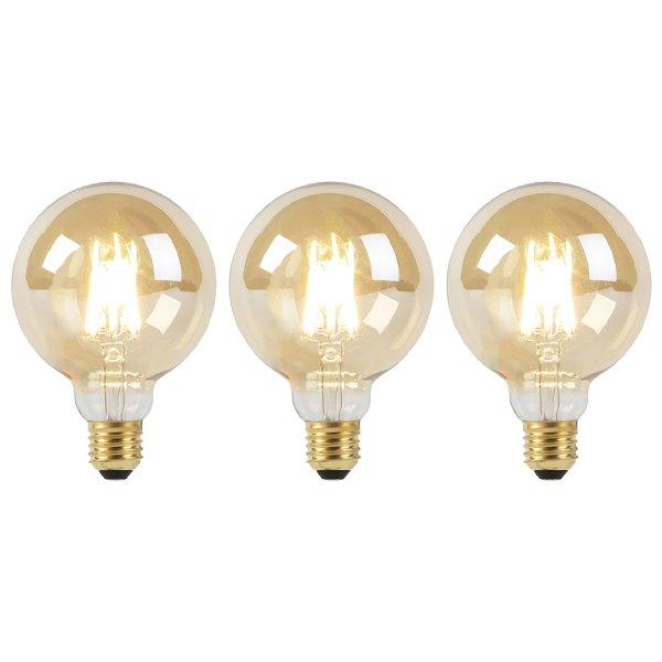 3 db E27 Dim to Warm LED izzó készlet G95 arany 8W 806lm 2000-2700K