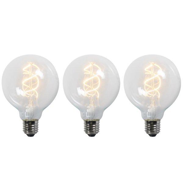 3 db E27 LED csavart izzószál izzó készlet G95 átlátszó 5W 400lm 2200K