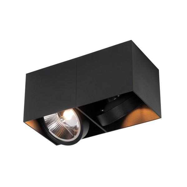 Design spotlámpa fekete téglalap AR111 2-lámpás - Box