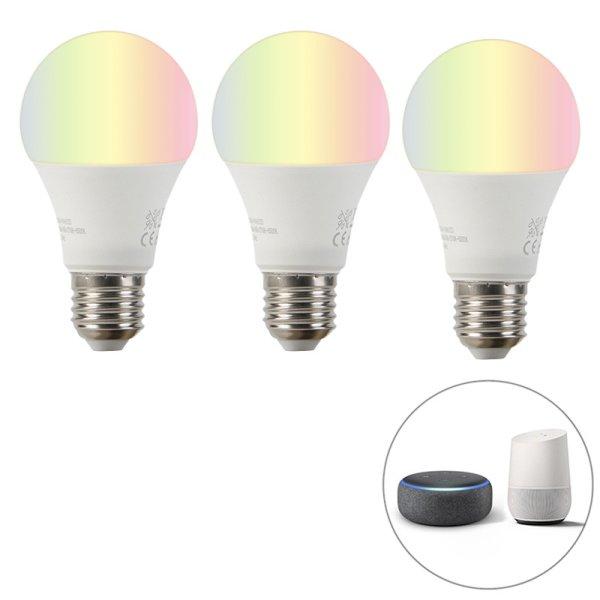 Okos készlet 3 db E27 RGBW LED izzó A60 9W 800lm 2200-4000K