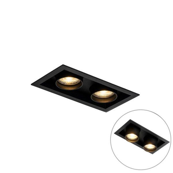 Modern beépíthető spotlámpa fekete állítható 2-lámpás - Roof