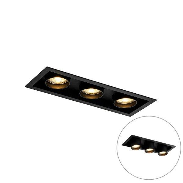 Modern beépíthető spotlámpa fekete állítható 3-lámpás - Roof