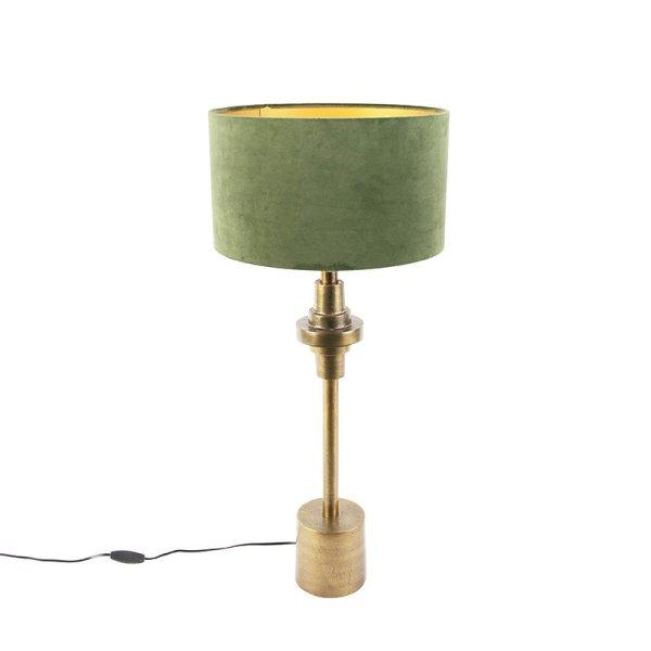 Art Deco asztali lámpa bársony árnyékolóval zöld 35 cm - Diverso