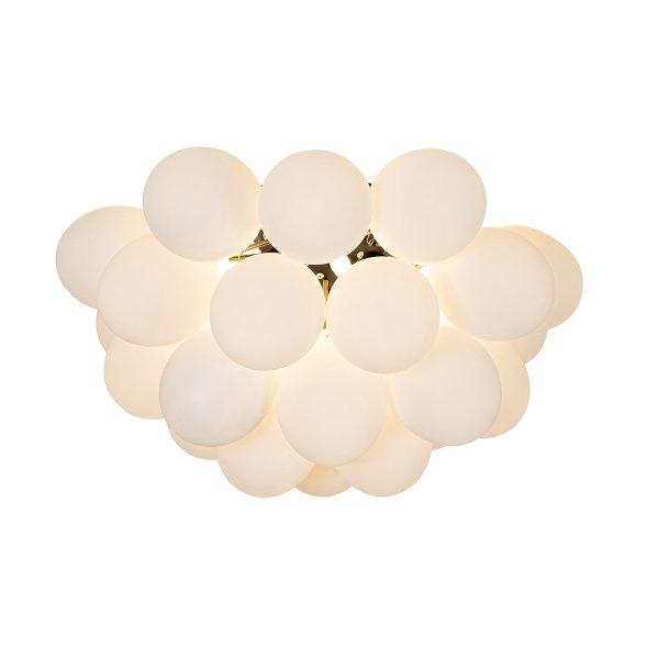 Art Deco mennyezeti lámpa fekete opál üveggel 6 lámpás - Uvas