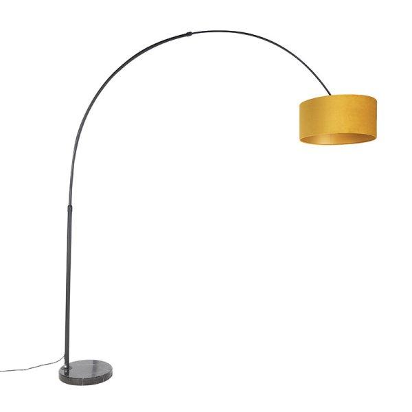 Ív lámpa fekete bársony árnyékolóval okker sárga arany színnel 50 cm -
XXL