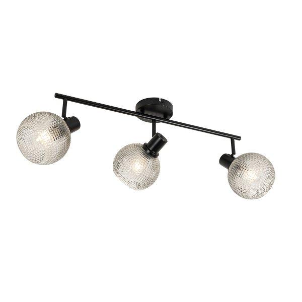 Design spotlámpa fekete füstüveggel 3-lámpás - Chico