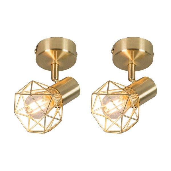2 db-os készlet Art Deco spotlámpa réz forgó és dönthető - Mosh