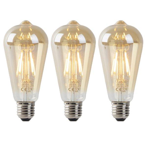 3 db-os készlet E27 LED izzó ST64 arany szürkületi érzékelővel 4W 400lm
2200K