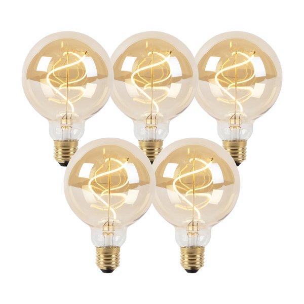 5 db-os készlet E27 szabályozható LED spirális izzó G95 arany 4W 270lm
2100K