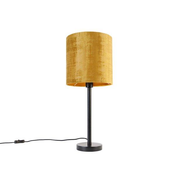 Modern asztali lámpa fekete aranyszínű árnyékolóval 25 cm - Simplo