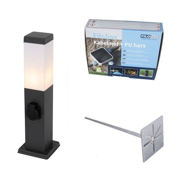 Kültéri lámpa sötétszürke 45 cm foglalattal IP44 - Malios