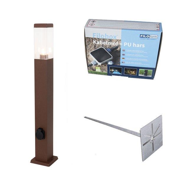 Kültéri lámpa rozsdabarna 80 cm foglalattal IP44 - Malios